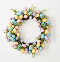 16" EASTER EGGS WREATH ON NATURAL TWIG BASE (PC) 3618