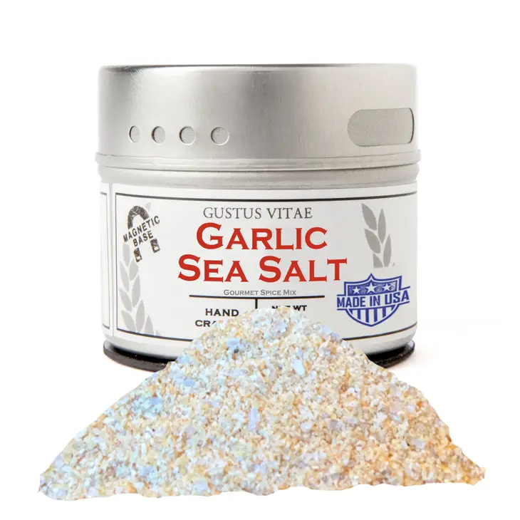 Gustus Vitae Garlic Salt | Sea Salt Seasoning - Tin DISCO