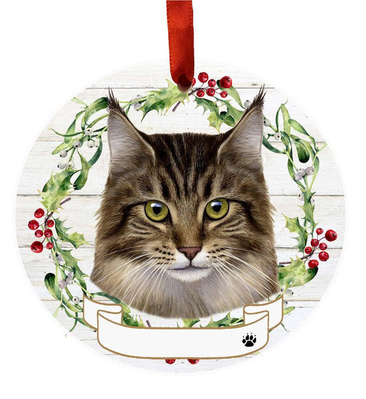 E&S Pets Maine Coon Cat Ceramic Wreath Ornament 551-6