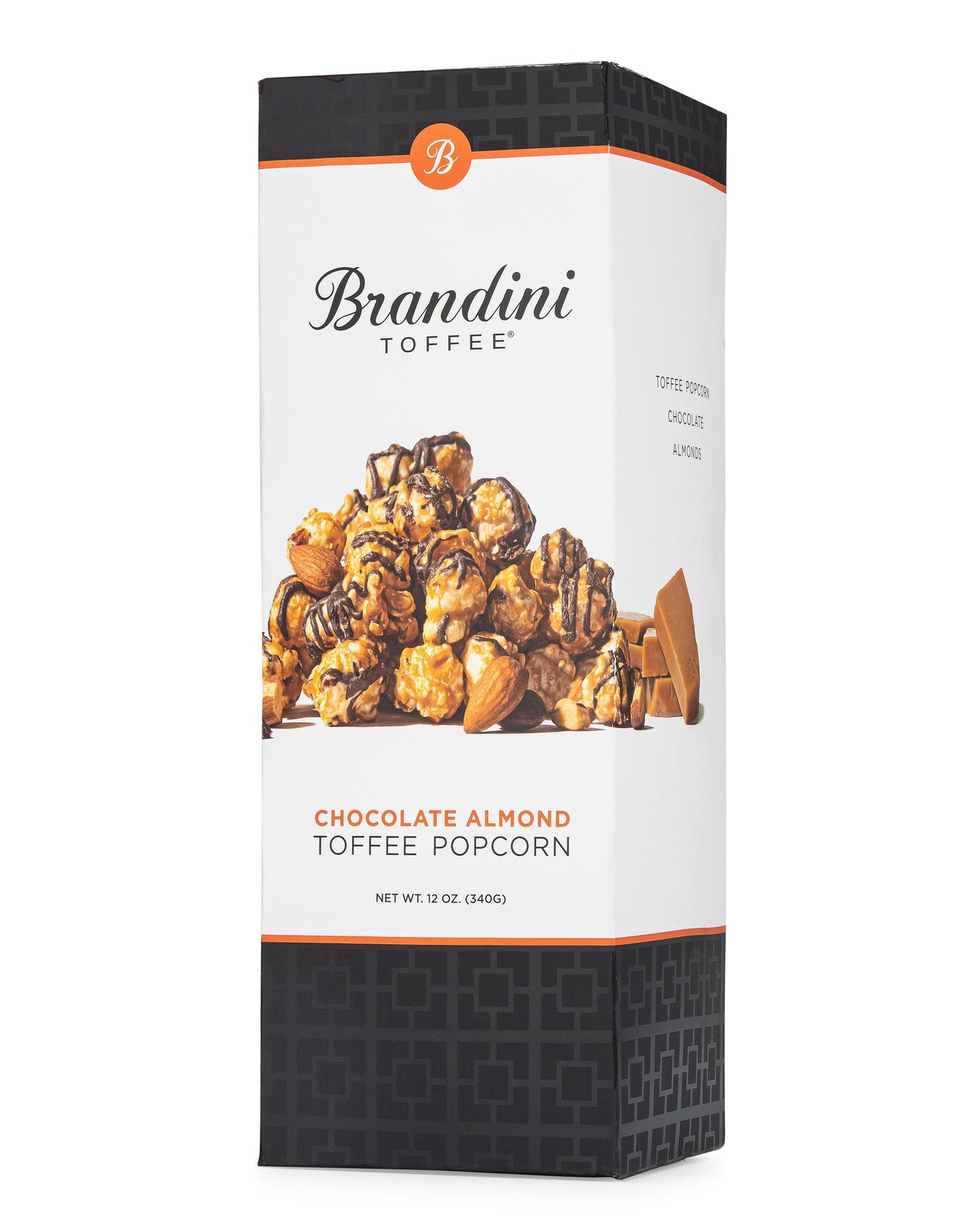 Brandini Toffee - Chocolate  Almond Toffee Popcorn 12oz DISCO