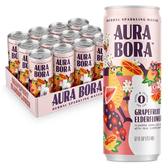 Aura Bora Grapefruit Elderflower Sparkling Water 12oz