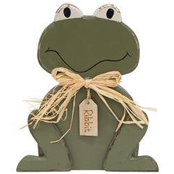 CWI Gifts - Rustic Wood "Ribbit" Frog Sitter - G38281