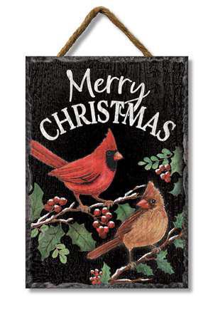 78114 MERRY CHRISTMAS W/ CARDINALS - SLATE IMPRESSIONS 8x11.25