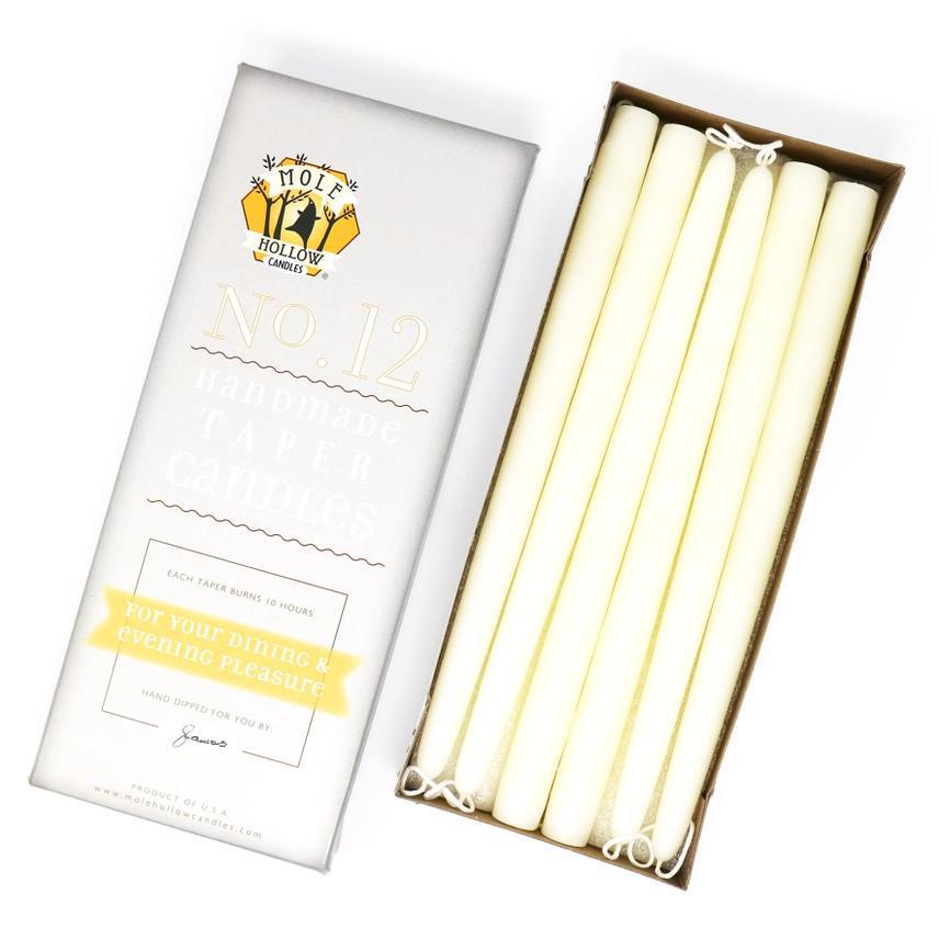 Mole Hollow - 12" Standard Tapers Off White Candle 22379