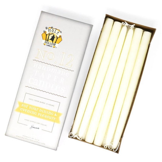 Mole Hollow - 12" Standard Tapers Off White Candle 22379