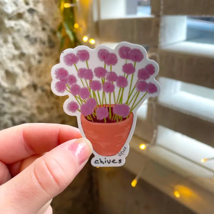 Raven's Edge Studio - Herb Sticker ~ Chives in A Terracotta Pot