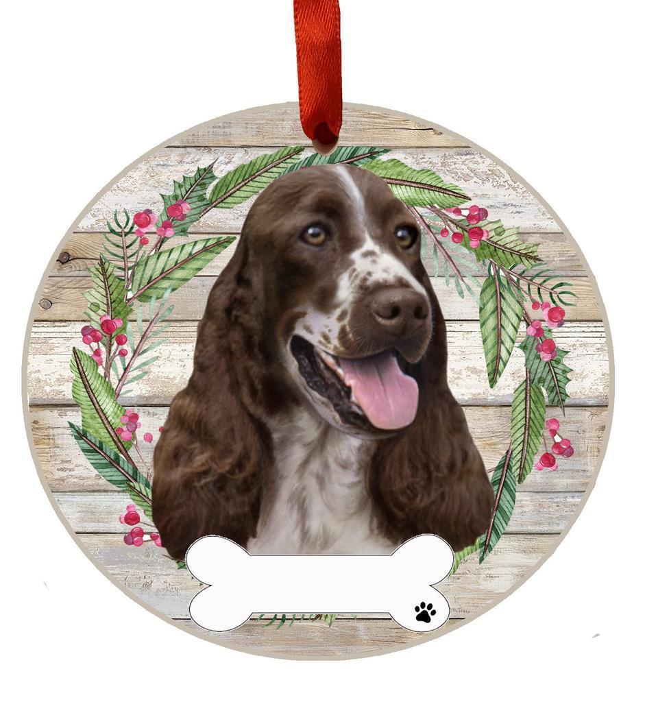 E&S Pets Springer Spaniel Ceramic Wreath Ornament 550-42