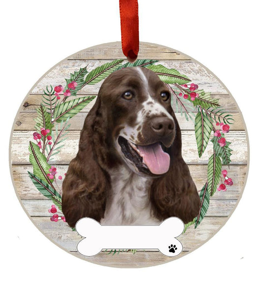 E&S Pets Springer Spaniel Ceramic Wreath Ornament 550-42