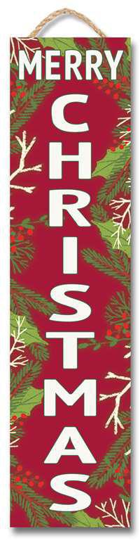 MERRY CHRISTMAS W/ GREENERY & BIRCH - STAND-OUT TALL 6X24 61681