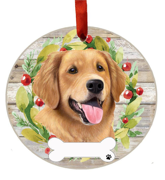 E&S Pets Golden Retriever Ceramic Wreath Ornament 550-15