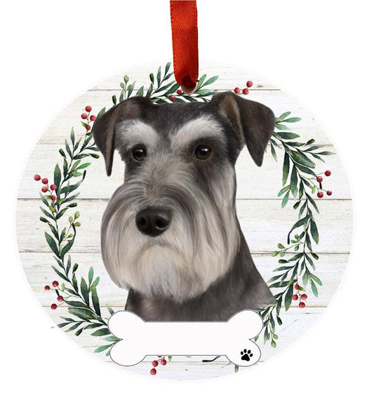 E&S Pets Schnauzer, uncropped Ceramic Wreath Ornament 550-105