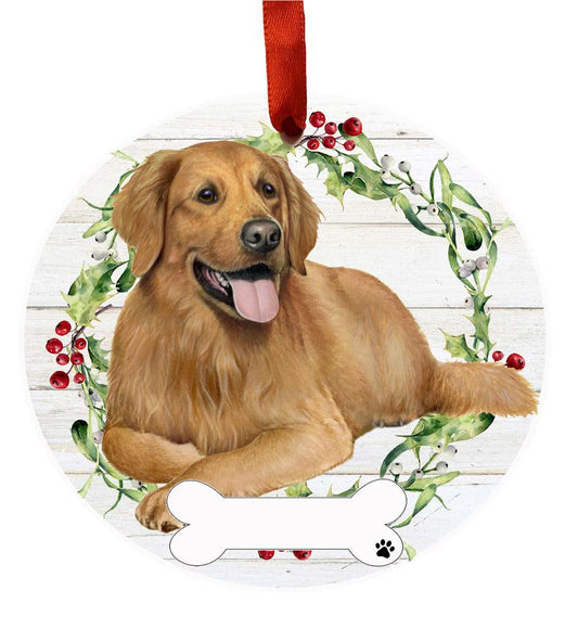 E&S Pets Golden Retriever, FB Ceramic Wreath Ornament 550-15FB
