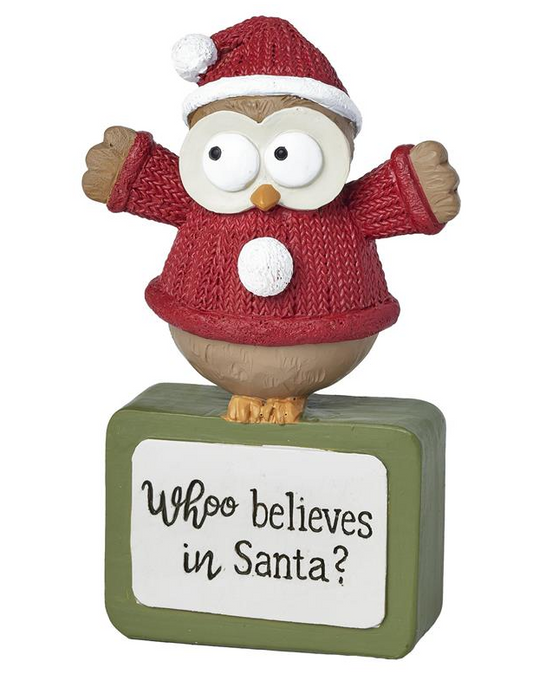 Whoo Believes In Santa Owl On Base - 238-13896
