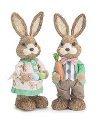 Sisal Bunny Couple with Eggs and Carrots (assorted colors) 9743470