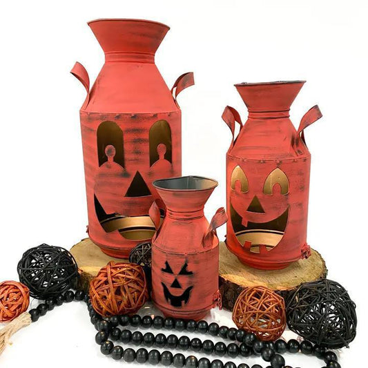 Wholesale Home Decor - Orange Pumpkin Milkcans - Small - PA140