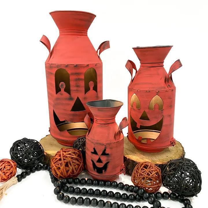 Wholesale Home Decor - Orange Pumpkin Milkcans - Medium - PA140