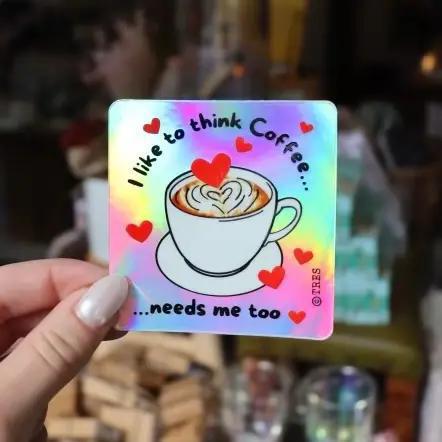 Raven's Edge Studio - Holographic Coffee Sticker | Heart Sticker | Waterproof