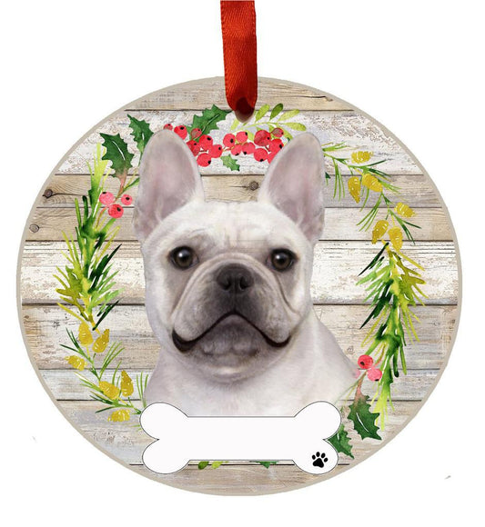 E&S Pets French Bulldog Ceramic Wreath Ornament 550-65