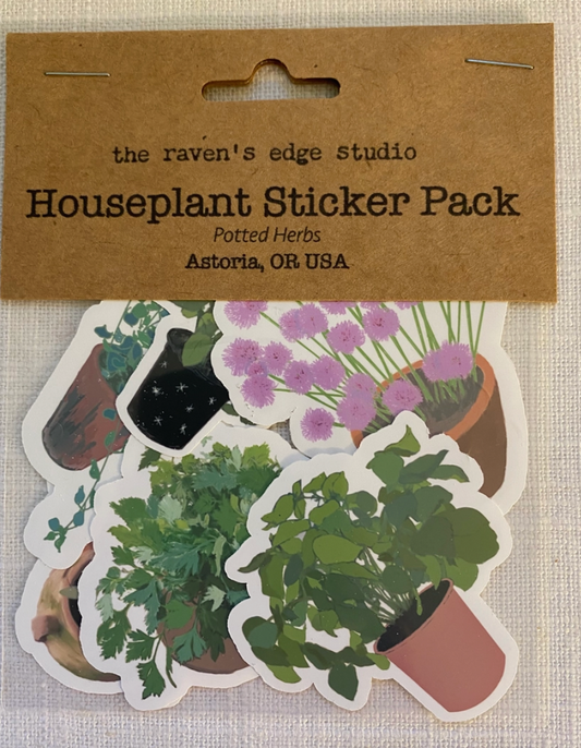 Raven's Edge Studio - Houseplant Sticker Pack ~ Herbs in Pots DISCO