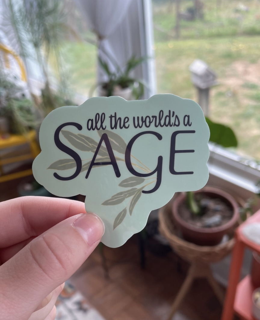 Raven's Edge Studio -Herb Sticker ~ "All the World's a Sage"