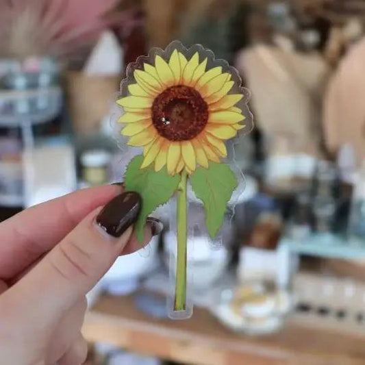 Raven's Edge Studio - Sunflower Sticker | Flower Sticker | Clear Vinyl Sticker