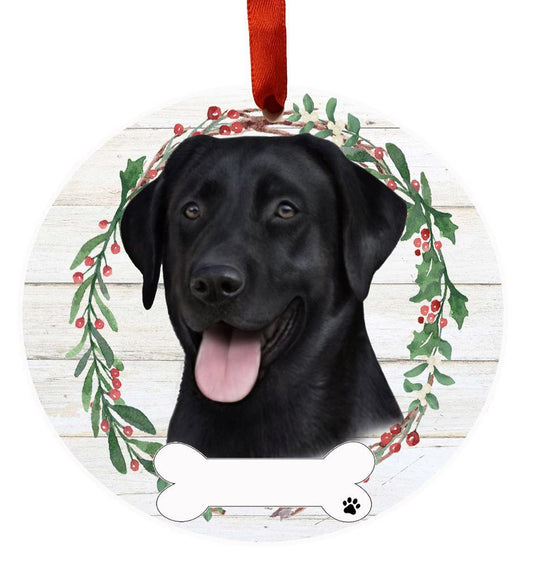 E&S Pets Labrador, black Ceramic Wreath Ornament 550-21