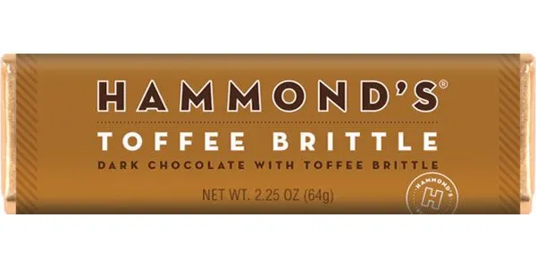 Hammond's Candies - Natural Toffee Brittle Dark Chocolate Candy Bar 2.25oz - OC15612