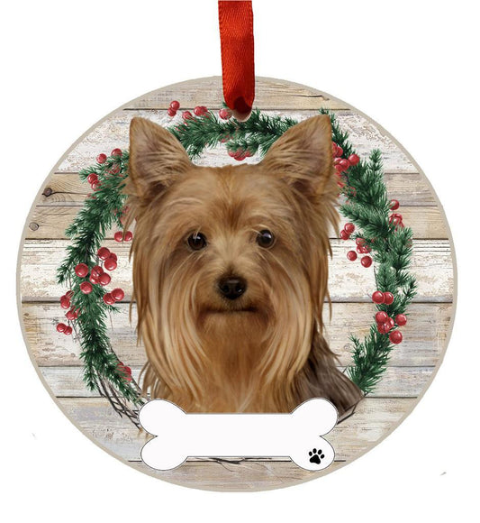 E&S Pets Yorkie Ceramic Wreath Ornament 550-46