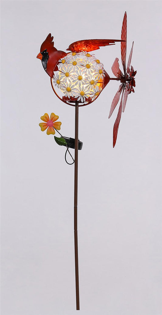 Special T - Metal Cardinal Whirly Bird Glow Stake - T25003