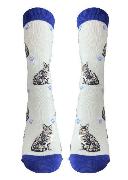 E&S Pets - Cat, Silver Tabby Full Body Socks 801 FB-8