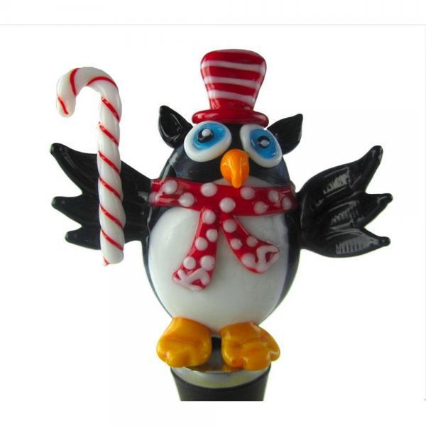 Gift Essentials - Christmas Owl with Candy Glass Bottle Stopper - 14707