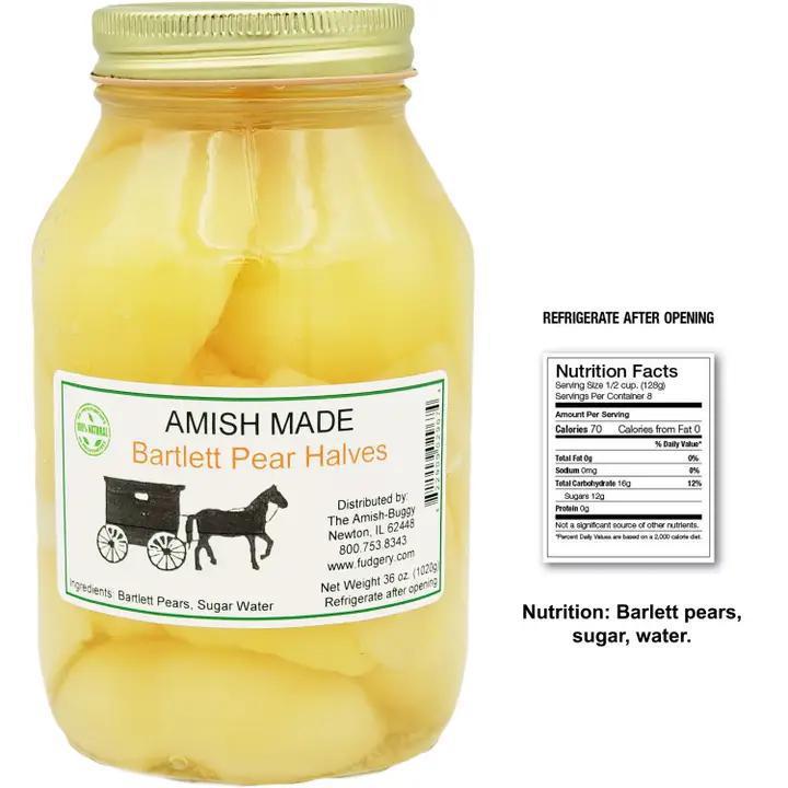 Arndt's Fudgery - Amish Made Fruits and Vegetables - 36 oz Jar Pear Halves