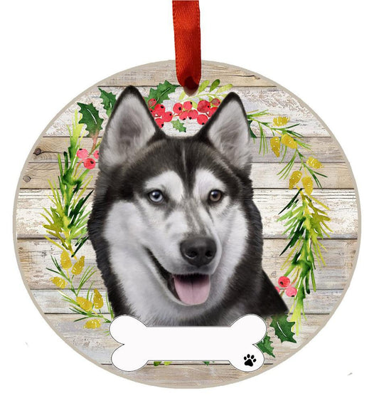 E&S Pets Siberian Husky Ceramic Wreath Ornament 550-40