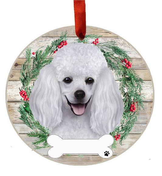 E&S Pets Poodle, white Ceramic Wreath Ornament 550-28