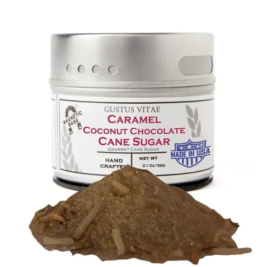 Gustus Vitae Caramel Coconut Chocolate Sugar - Tin DISCO