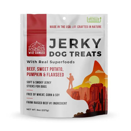 Wild Ranger - Beef Jerky Dog Treats ( Beef, Sweet Potato, Pumpkin, & Flaxseed ) 8 oz Bag - WS-WR-BEEF8-6