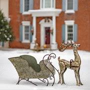 Large Galvanized Reindeer and Sleigh - ZR882000