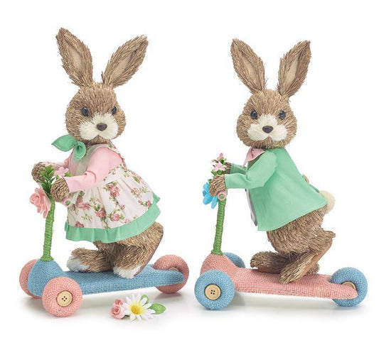 BUNNY COUPLE ON SCOOTERS (assorted) 9743474