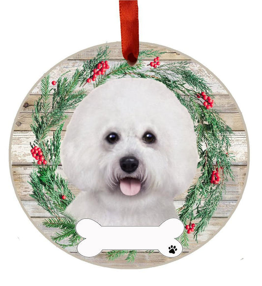 E&S Pets Bichon Frise Ceramic Wreath Ornament 550-4