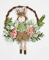 19" EASTER COUNTRY BUNNY SITTING ON WREATH (PC) 3576