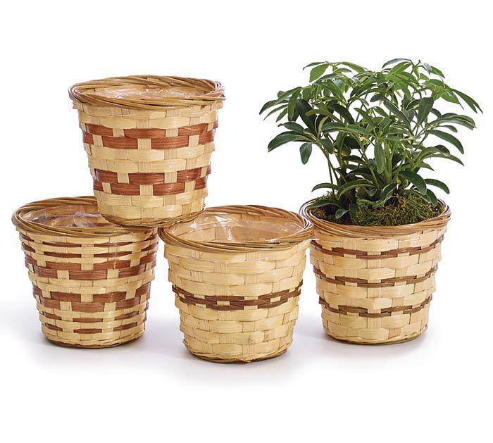 4.5" Bamboo Basket Assorted Pot Covers - 901098