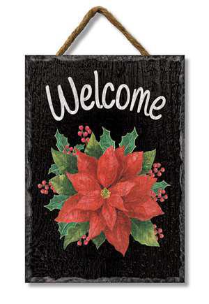 WELCOME W/ POINTSETTIA - SLATE IMPRESSIONS 8x11.25 78104