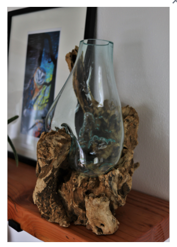 Cohasset Gifts - 25cm Molten Glass & Wood Stem Base - 651V-25