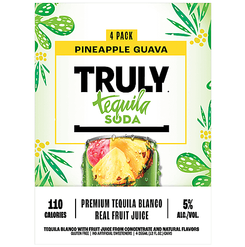 Truly - Tequila Selzter - Pineapple Guava - 12 oz 4 Pack Cans - 608302