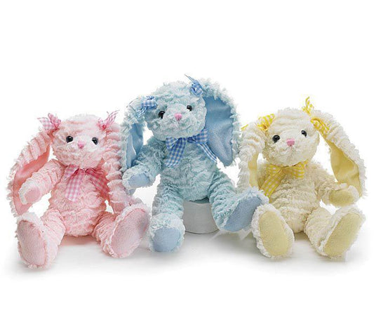 PLUSH PINK/BLUE/YELLOW PONYTAIL BUNNY SET  (assorted) 9712925