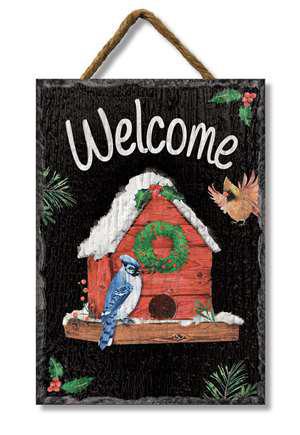 WELCOME W/ WINTER BIRDHOUSE - SLATE IMPRESSIONS 8x11.25 78102