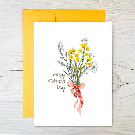 Raven's Edge Studio - Plantable Card | Mother's Day Card | Eco Card | Bouquet w/ yellow envelope
