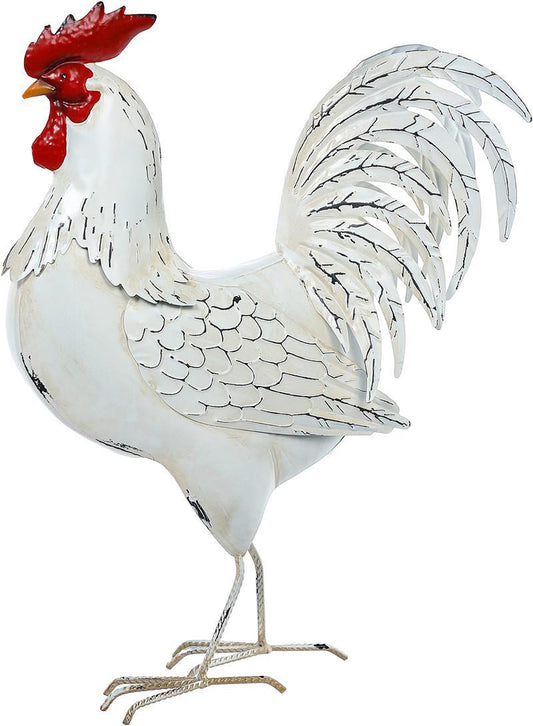 Special T - Metal White Rooster Stand - T24639