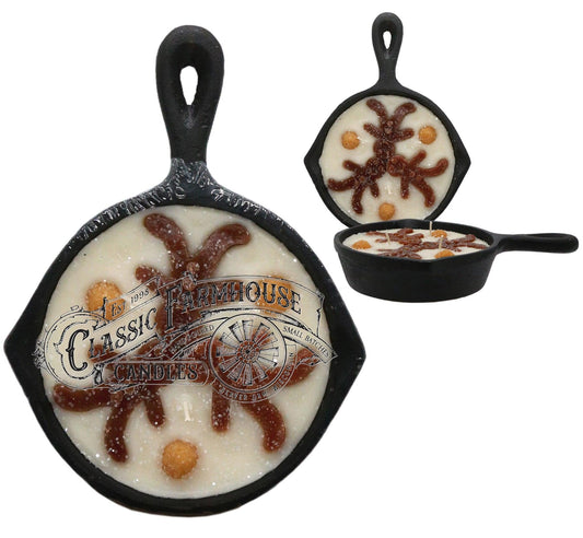 Classic Farmhouse Candles - Gingerbread 8 oz Cast Iron Pan Candle 3 Wick R204