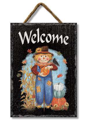 WELCOME W/ SCARECROW - SLATE IMPRESSIONS 8x11.25 78109